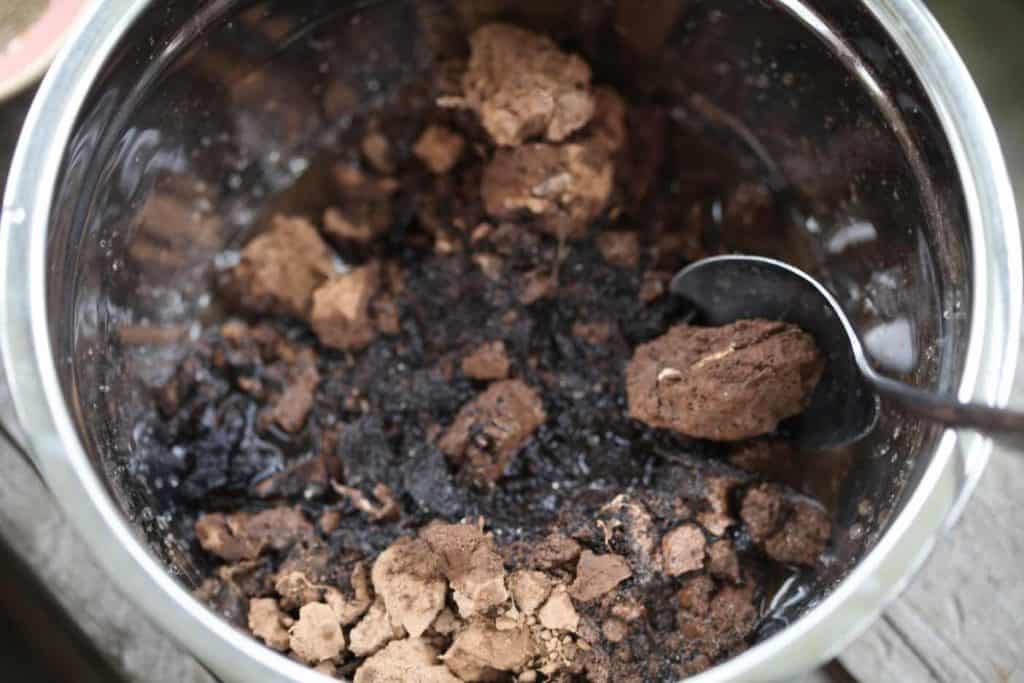 clay and water in a bowl