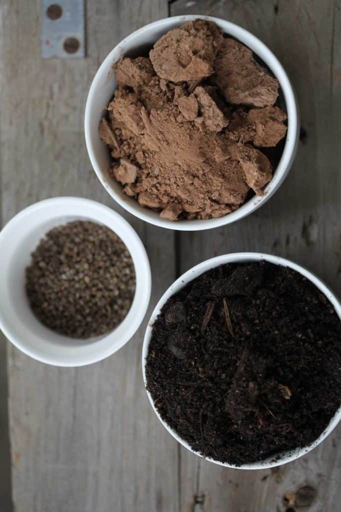 seed ball ingredients, compost, clay and seeds