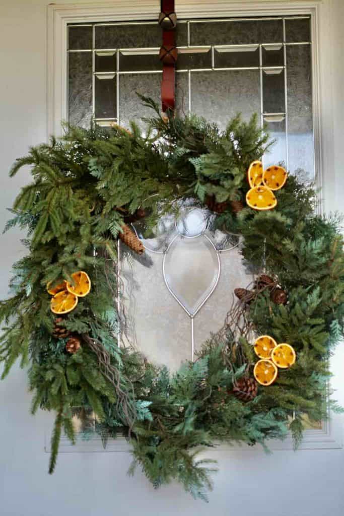 wreath embellished with dried oranges for a simple natural look