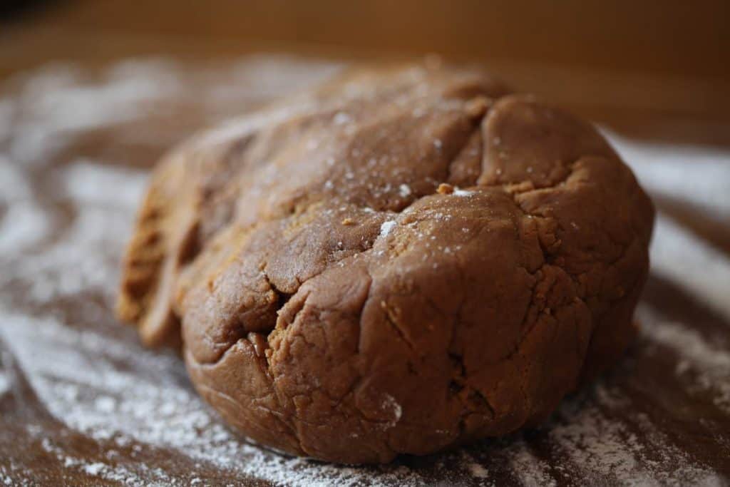 gingerbread dough sprinkled with flour
