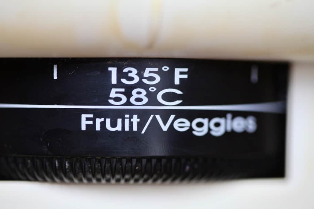 the fruit and vegetable temperature setting on the dehydrator