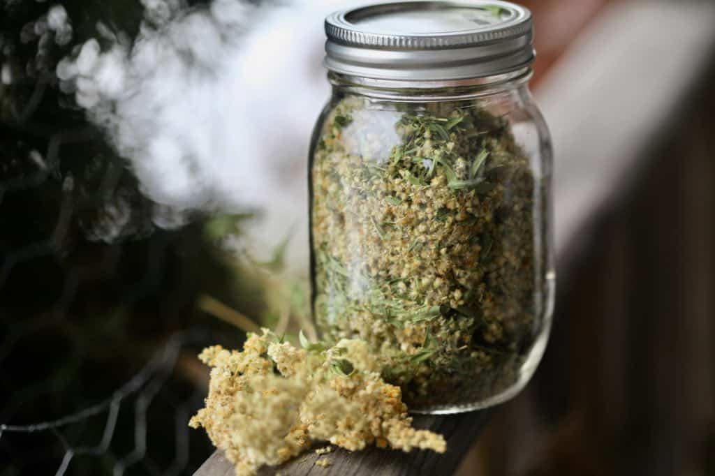 storing dried goldenrod in an airtight container