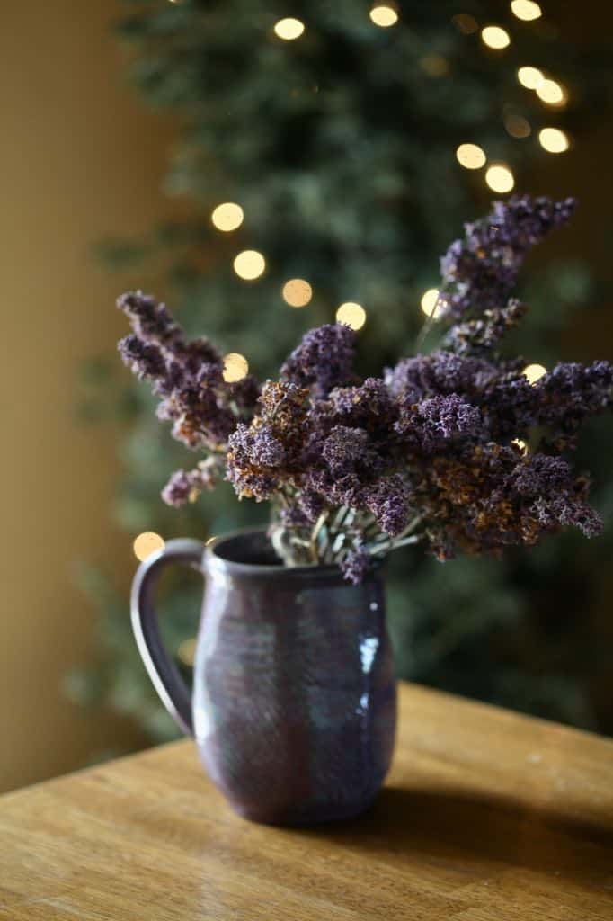 dried lilacs displayed in a vase