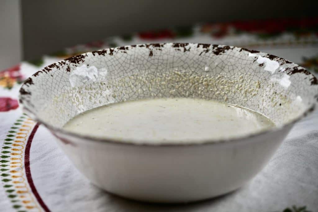 bowl with milk and cassava mixture